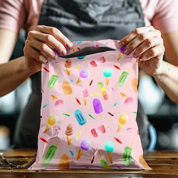 20 Poly Mailer Value Pack - Pink Ice Cream Pattern (10" x 13") Qty 20 - Picture 5 of 6
